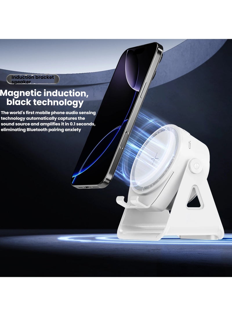General Multi-function wireless induction audio rotary phone holder RGB color light Bluetooth speaker USB  - Image 1