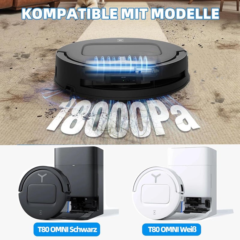 مجموعة إكسسوارات مكونة من 21 قطعة لمكنسة الروبوت ECOVACS DEEBOT T80 Omni، قطع غيار وإكسسوارات: 2 فرشاة رئيسية مضادة للتشابك، 2 وسادة موك، 6 أكياس للغبار، 6 فرشاة جانبية، 4 فلاتر، 1 فرشاة تنظيف. - Image 2