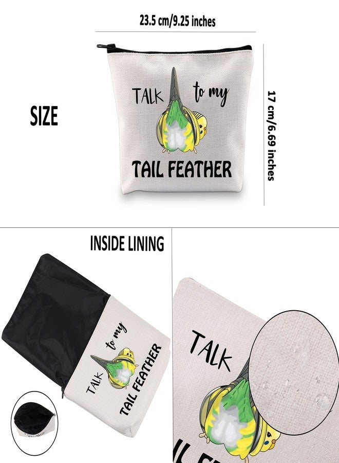 G2TUP Budgie Gift Talk To My Tail Feather Makeup Bag Budgie Lover Cosmetic Bag Budgie Mom Gift Parakeet Lover Gift Bird Watcher Zipper Travel Bag (Talk To My Tail Feather White Bag) - Image 3