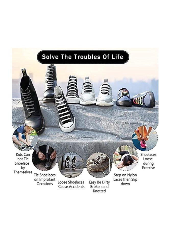 No Tie Shoelaces for Kids and Adults, Stretch Silicone Elastic Shoe Laces, Lazy Quick Tie Tieless Waterproof Wash-free Shoe Laces for Sneakers Running Shoe Boots Board and Casual Shoes, Kid-Gray - Image 5