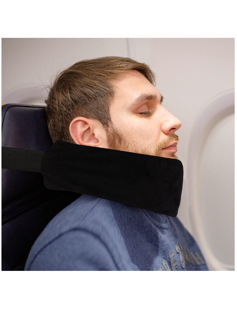 SOLARAE Travel Pillow for Sleeping Airplane, 2 Sets Headrest Travel Pillow Neck Pillow for Airplane Travel Functional Airplane Head Straps Neck Brace for Sleeping on Airplane Car, Black - Image 3