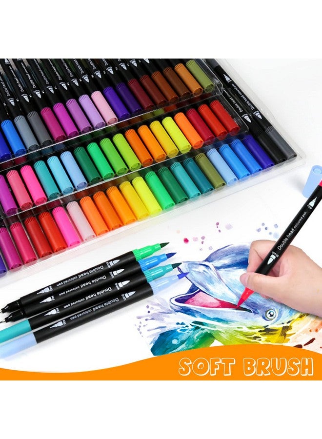 أقلام تحديد فرشاة مزدوجة 24 لونًا بنقطة رفيعة 0.4 مم ورأس فرشاة 12 مم علامات طلاء فنية للكبار تلوين الرسم وصنع لوازم الرسم الفنية (Dhmp24) - Image 5
