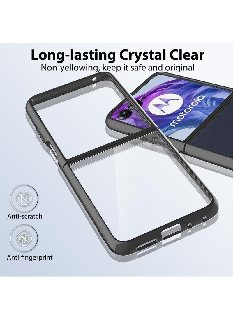 X-level - Motorola Razr 50 Ultra/Motorola Razr Plus Case, APremium Clear Panel TPU Bumper Shockproof Phone Cover,Slim Thin Scratch Resistant Protective Case Woman Man for Motorola Razr 50 Ultra/Motorola Moto Razr+ 2024 Black - Image 1