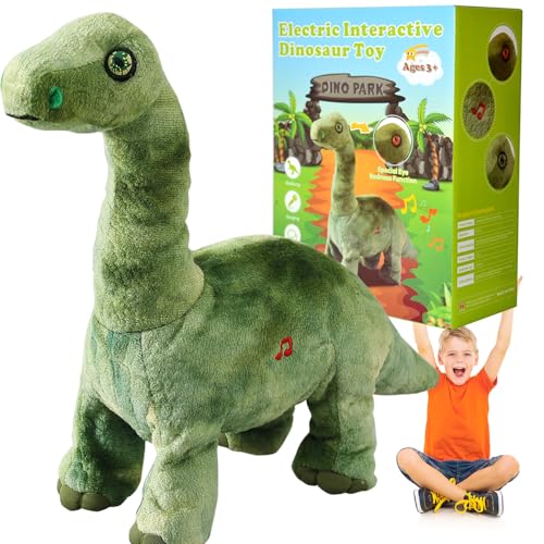 HCdoujoy Green Dinosaur Toys for Girls Walking Nodding Roaring Repeating What You Say Touch Button Control Eyes Turn Red Realistic Pet Toy Gift for Kids Christmas Birthday Easter Toddlers - Image 1