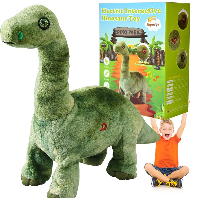 HCdoujoy Green Dinosaur Toys for Girls Walking Nodding Roaring Repeating What You Say Touch Button Control Eyes Turn Red Realistic Pet Toy Gift for Kids Christmas Birthday Easter Toddlers - Image 3