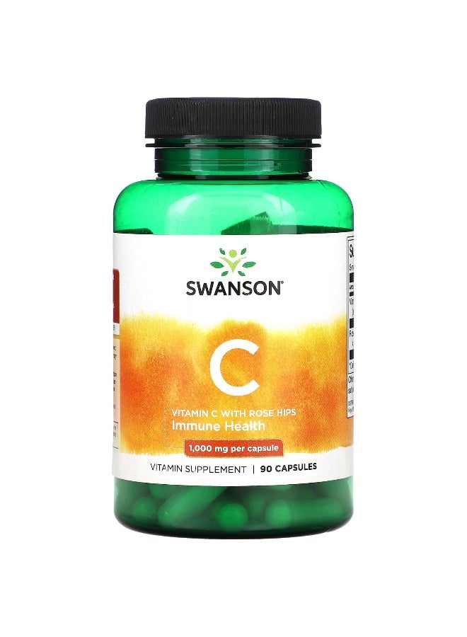 SWANSON سوانسون، فيتامين سي مع وردة الورد، 90 كبسولة - Image 1