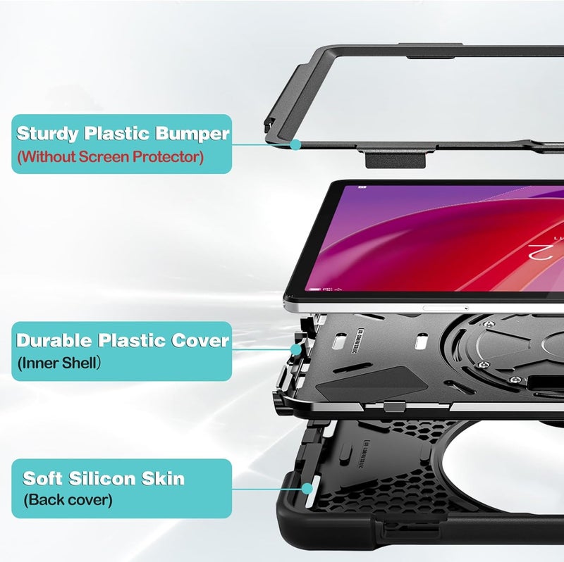 Procases Protective Tablet Case For Lenovo M11 11 Inch 2024, Rugged Heavy Duty Shockproof Rotating Kids Cover Protector For Tab Tb330Fu Tb330Xu -Black - Image 5