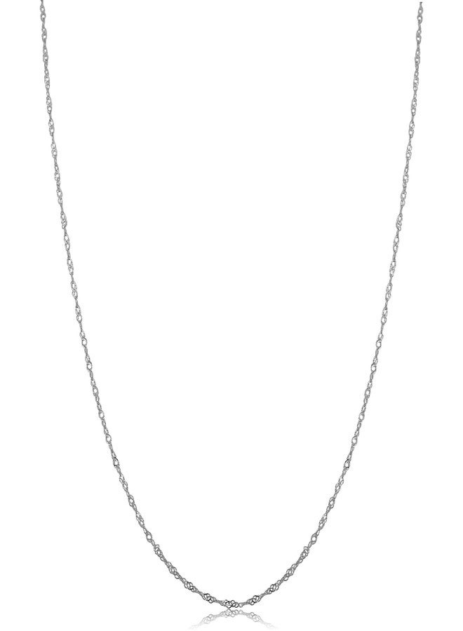 Kooljewelry 14k White Gold Singapore Chain Necklace (0.7 mm, 18 inch) - Image 1