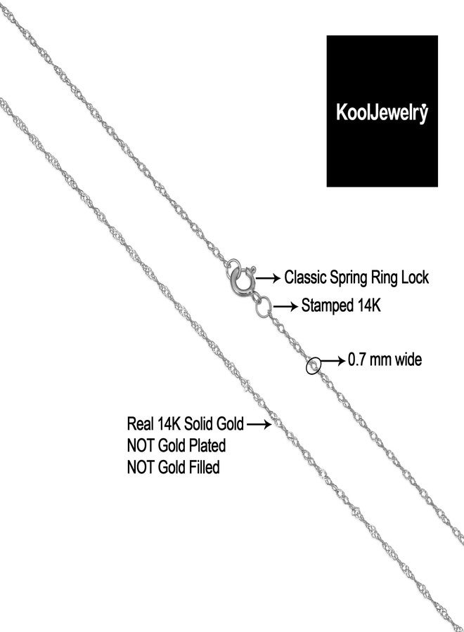 Kooljewelry 14k White Gold Singapore Chain Necklace (0.7 mm, 18 inch) - Image 3