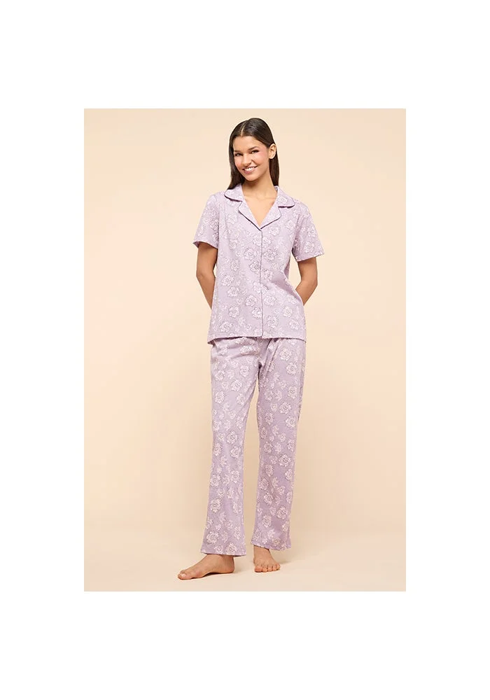 أر أند بي Printed Lapel Collar Pyjama Set