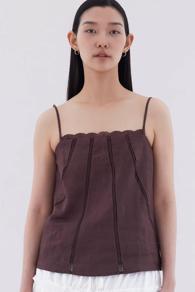 ذا اديتورز ماركت Marison Lace-Trim Panelled Top
