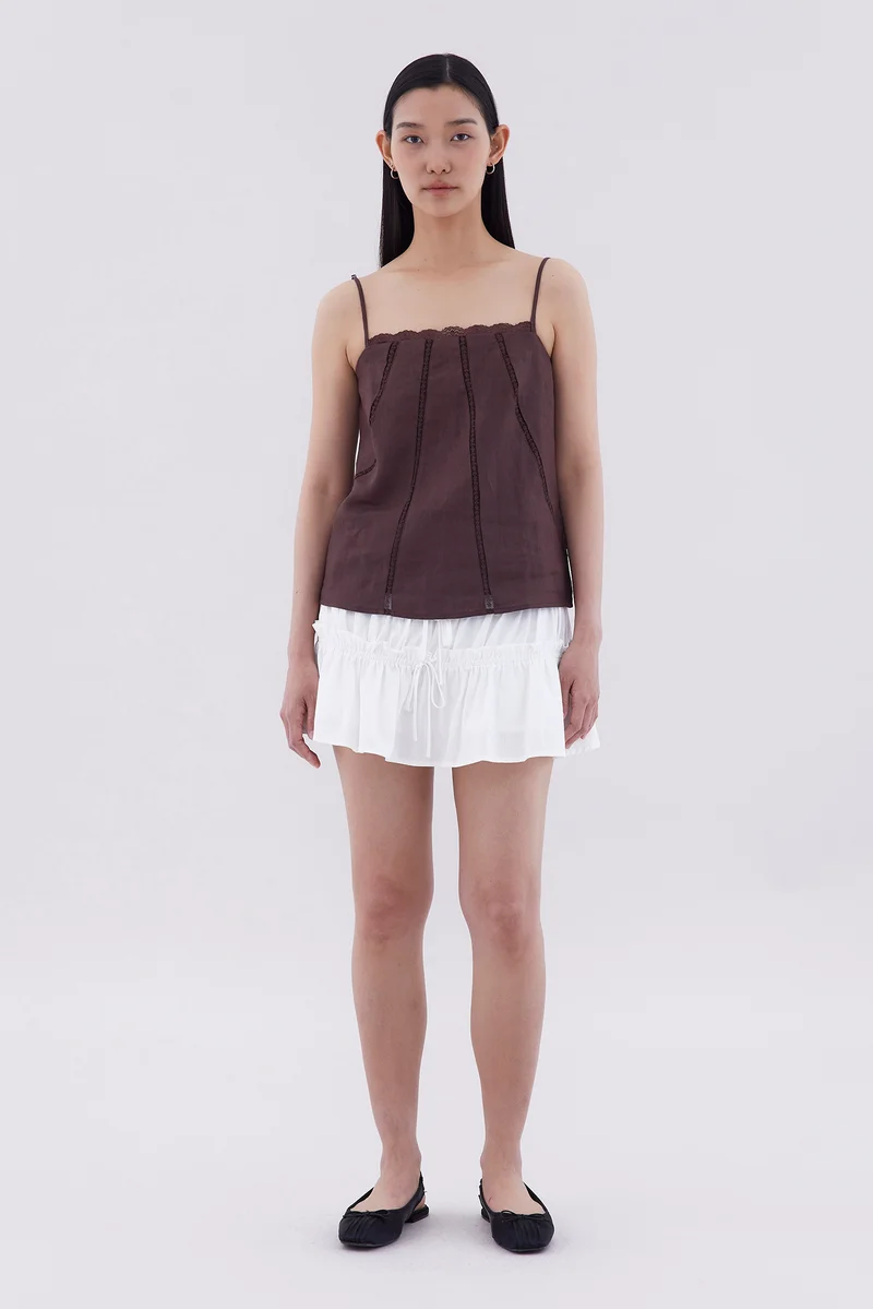 ذا اديتورز ماركت Marison Lace-Trim Panelled Top