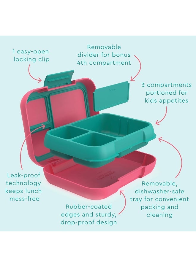 Bentgo® Pop - Leak-Proof Bento-Style Lunch Box with Removable Divider for 3-4 Compartments - Perfect for Kids 8+ and Teens, Microwave/Dishwasher Safe, BPA-Free & Sustainable (Bright Coral/Teal) - Image 4