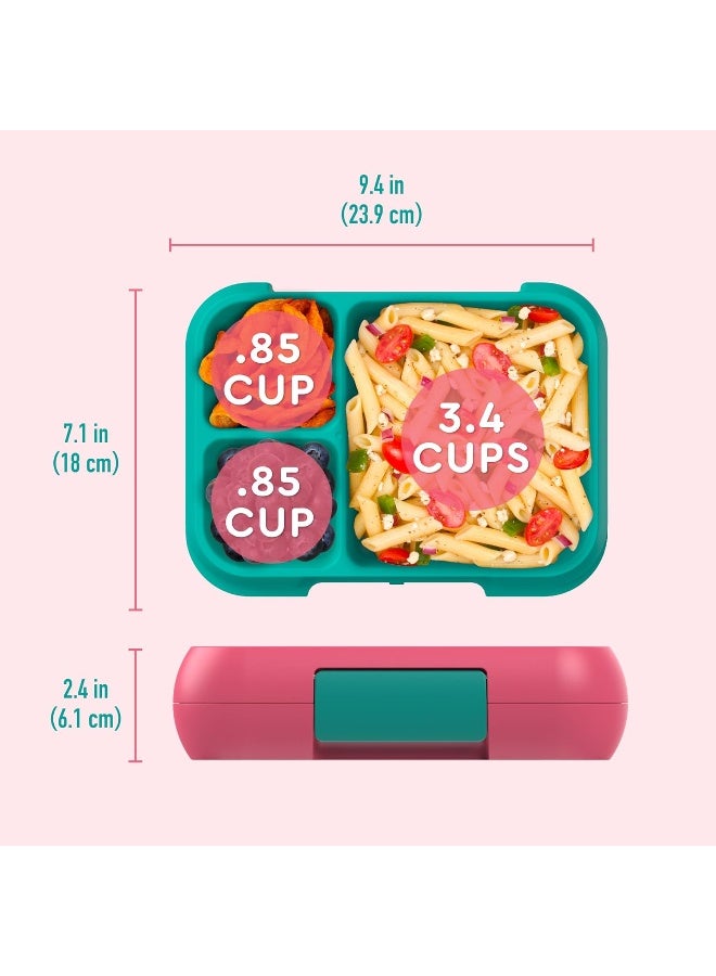 Bentgo® Pop - Leak-Proof Bento-Style Lunch Box with Removable Divider for 3-4 Compartments - Perfect for Kids 8+ and Teens, Microwave/Dishwasher Safe, BPA-Free & Sustainable (Bright Coral/Teal) - Image 5