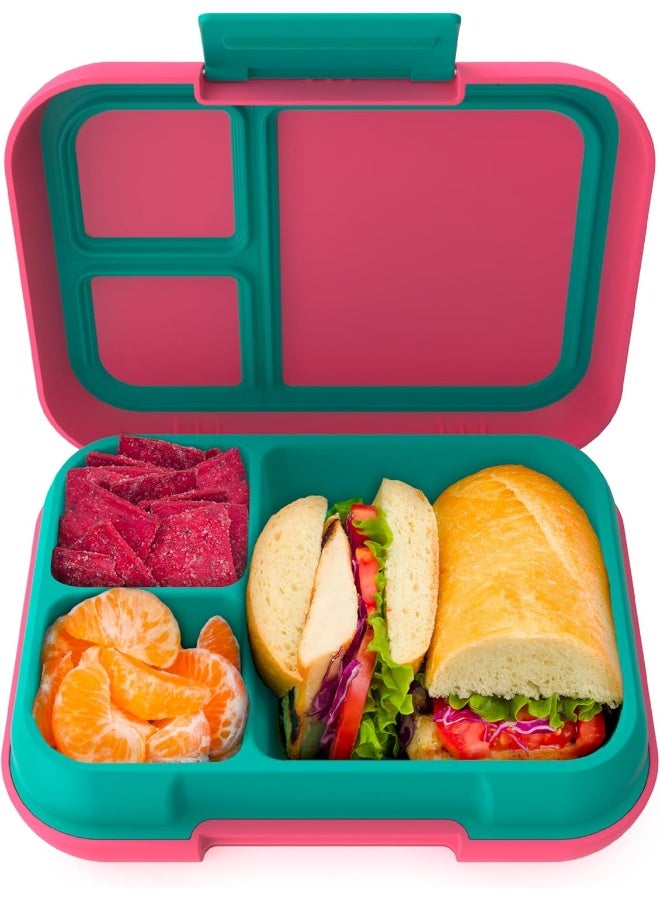 Bentgo® Pop - Leak-Proof Bento-Style Lunch Box with Removable Divider for 3-4 Compartments - Perfect for Kids 8+ and Teens, Microwave/Dishwasher Safe, BPA-Free & Sustainable (Bright Coral/Teal) - Image 1
