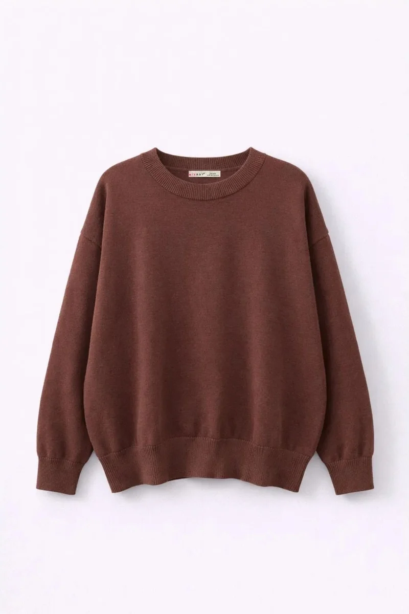 Mixray MIXRAY Oversized Ribbed Knit Sweater