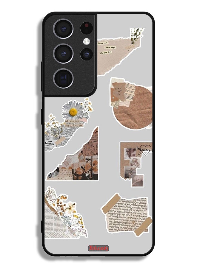 Tolwak Samsung Galaxy S21 Ultra 5G Protective Case Cover Pieces Of Paper Stickers - Image 3