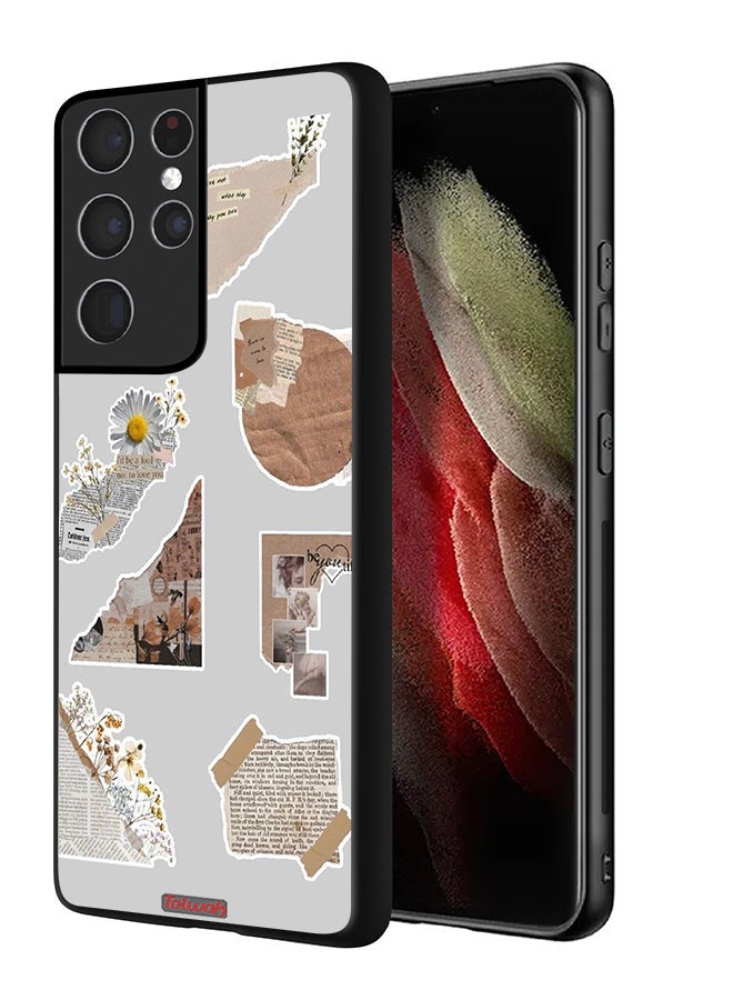 Tolwak Samsung Galaxy S21 Ultra 5G Protective Case Cover Pieces Of Paper Stickers - Image 1