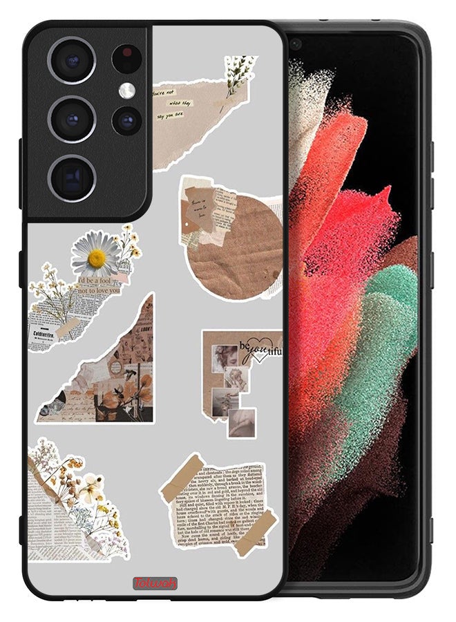 Tolwak Samsung Galaxy S21 Ultra 5G Protective Case Cover Pieces Of Paper Stickers - Image 2