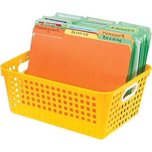 Really Good Stuff Large Plastic Book Baskets  13?"" by 10"" by 5?"" - Single  Neon Blue | Classroom Library Organizer  Toy Storage  Multi-Purpose Organizer Basket - Image 2