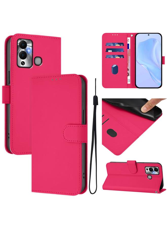 S-TOP Case For Infinix Hot 12 Play Skin Feel Solid Color Leather Phone Case with Lanyard - Image 1