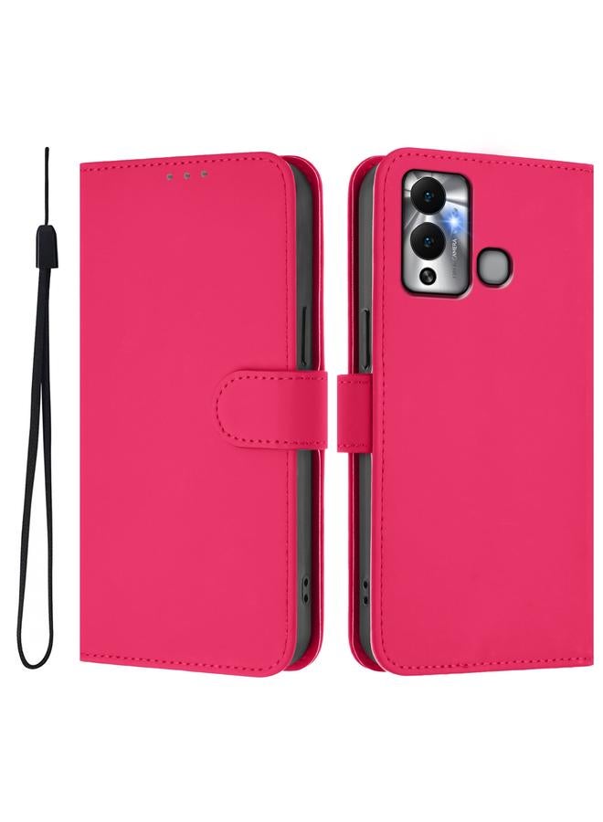 S-TOP Case For Infinix Hot 12 Play Skin Feel Solid Color Leather Phone Case with Lanyard - Image 2