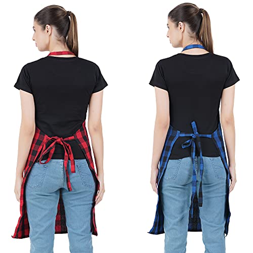 COMFORT WEAVE 100% Cotton Kitchen Apron Free Size - 65 X 80 cms with Front Centre Pocket (MULTICOLOR, 2) - Image 4