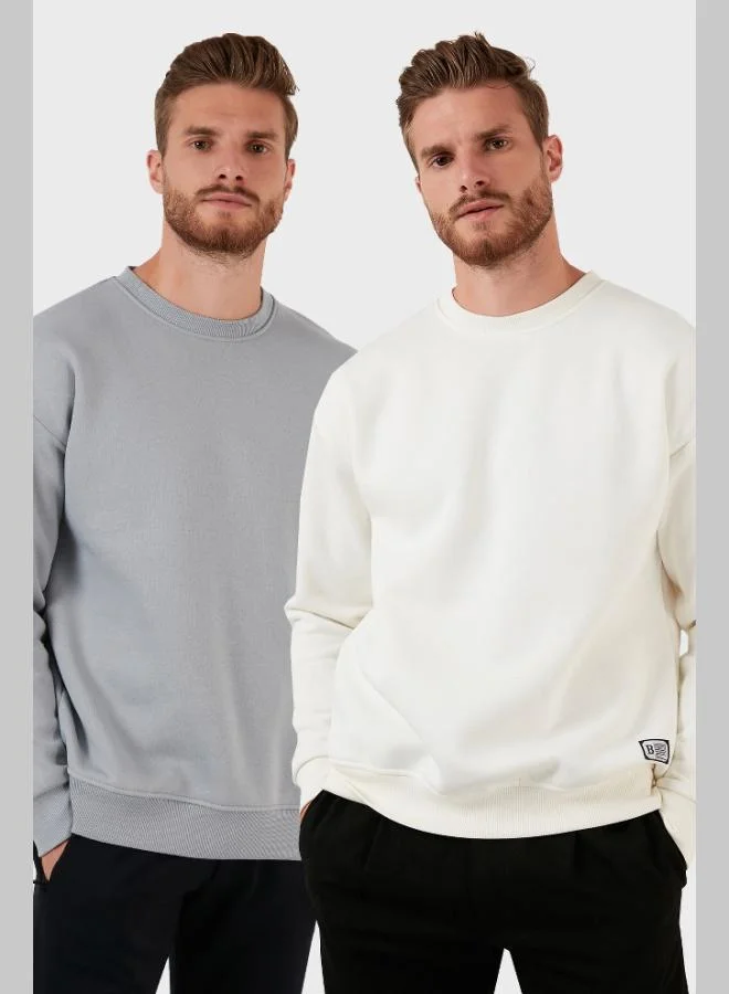 Buratti Regular Fit Crew Neck Fleece Lined 2-Pack Men's Sweatshirt 5905255S2