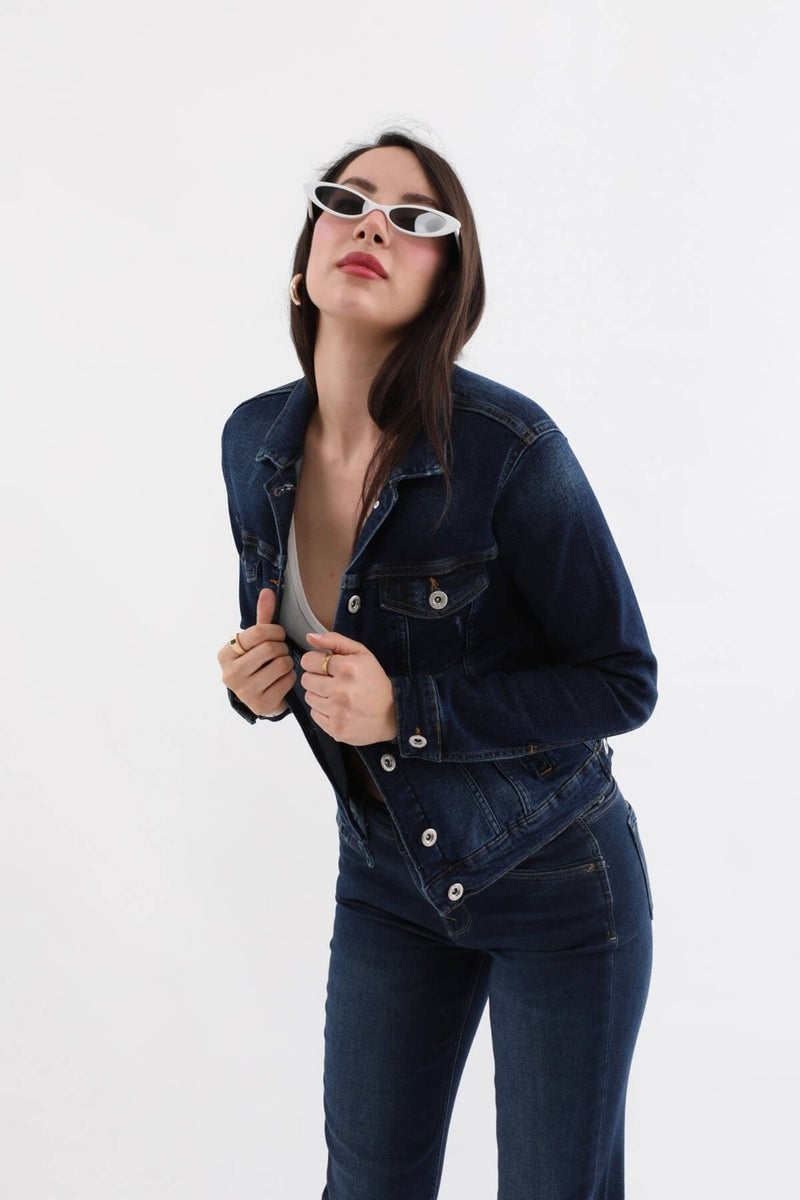 Banny Jeans Women's Dark Blue Slim Fit Jean Jacket - Image 1