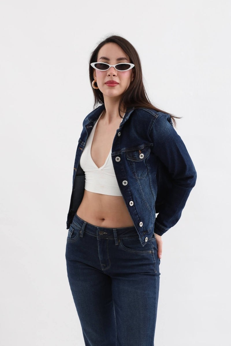 Banny Jeans Women's Dark Blue Slim Fit Jean Jacket - Image 4