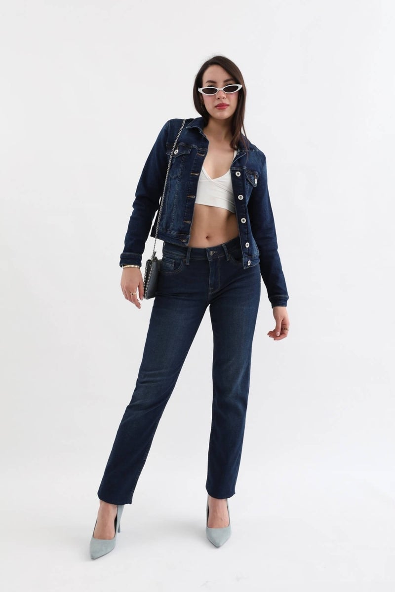 Banny Jeans Women's Dark Blue Slim Fit Jean Jacket - Image 2