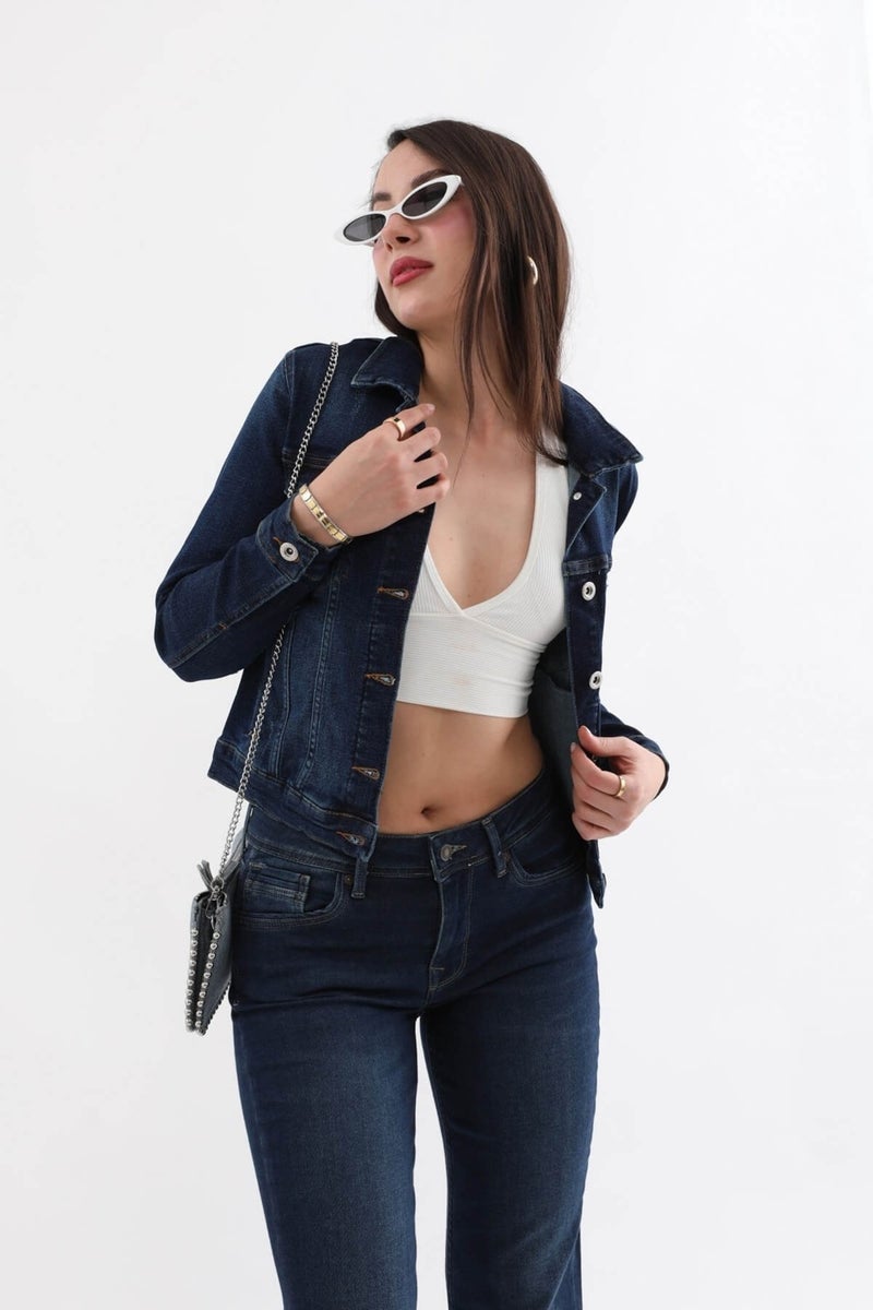 Banny Jeans Women's Dark Blue Slim Fit Jean Jacket - Image 3