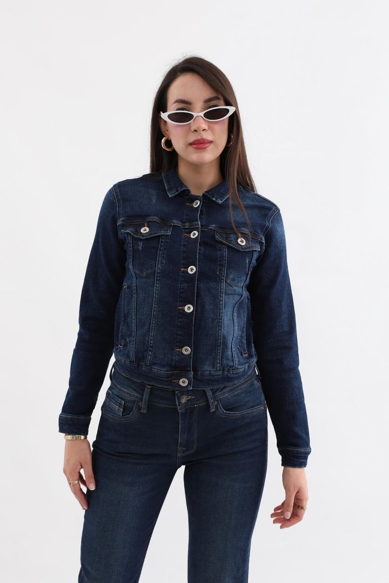 Banny Jeans Women's Dark Blue Slim Fit Jean Jacket - Image 5