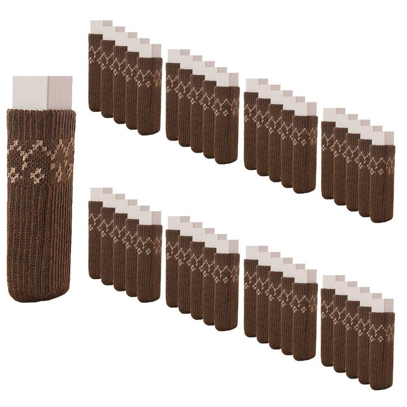 Lzymsz 40 Packs Chair Socks Knit Double Layer Thick Chair/Table/Bench Foot Cover Non-Slip Wear-Resistant Noise-Reducing Chair Covers Caps Set Chair Leg Floor Protectors - Image 1