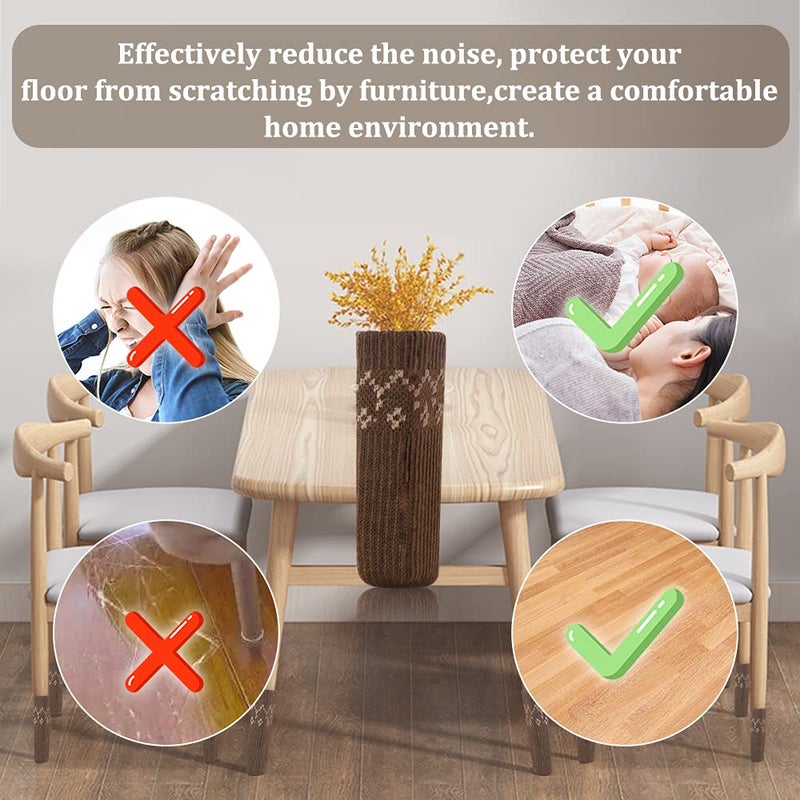 Lzymsz 40 Packs Chair Socks Knit Double Layer Thick Chair/Table/Bench Foot Cover Non-Slip Wear-Resistant Noise-Reducing Chair Covers Caps Set Chair Leg Floor Protectors - Image 5