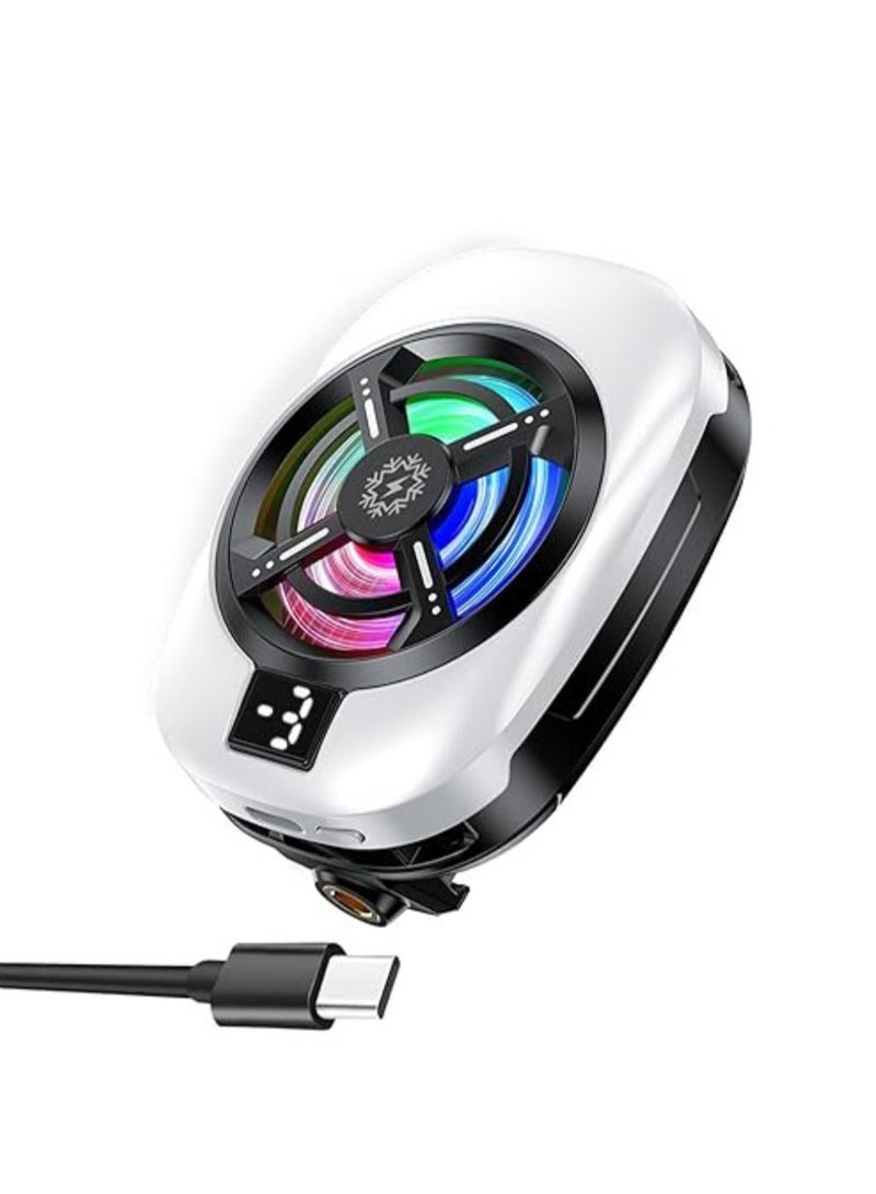 Snaggle Phone Cooler for Gaming, Back Clip Phone Cooling Fan with 3-Speed Adjustment, RGB Lights & Digital Display, Mobile Cooling Fan for without Noise for Playing Games Tiktok for Universal iPhone/Android Smartphone - Image 1