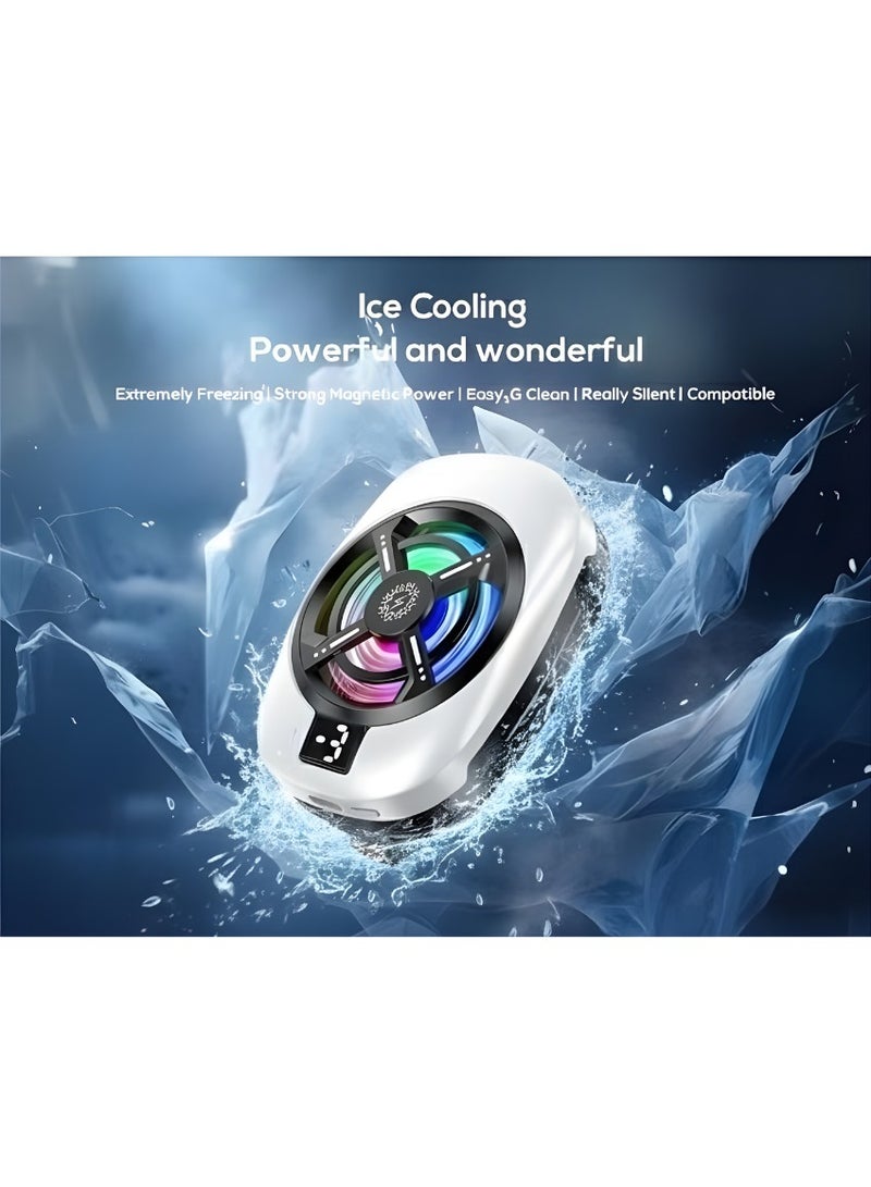 سناجل مبرد هاتف للألعاب، مروحة تبريد خلفية للهاتف المحمول بثلاث سرعات قابلة للتعديل، إضاءة RGB، شاشة رقمية، ضوضاء منخفضة، متوافق مع أجهزة iPhone وAndroid - Image 1