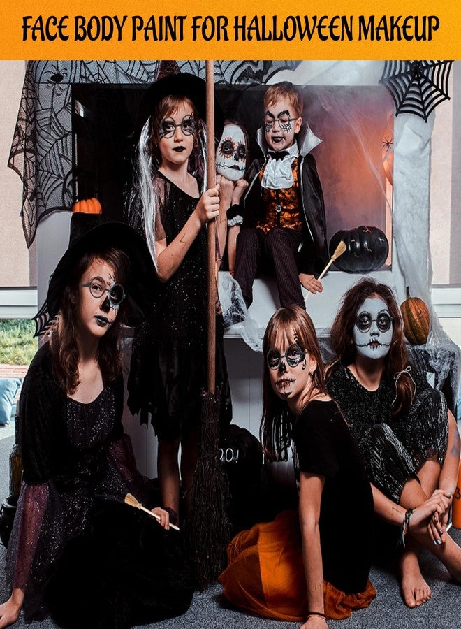 succulentlovers 13PCS Clown Makeup Kit, Black + White + Red + Dark Red Face Body Paint Set with 6 Painting Brushes & 3 Sponge,Halloween Oil Based Body Paint for Adults Joker Zombie Vampire Skeleton Costume SFX Makeup - Image 5