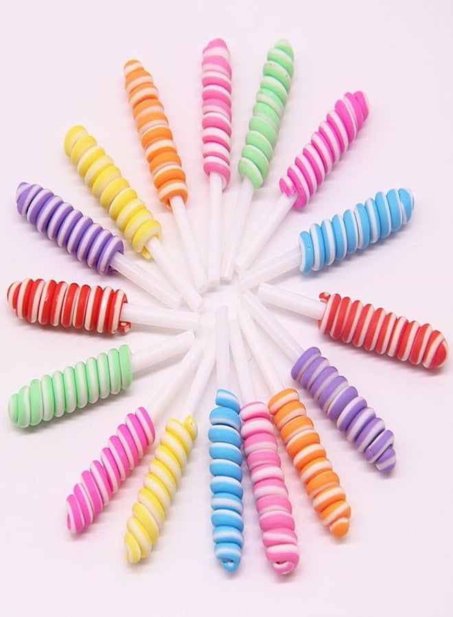 werdecade 100 Pcs Twisty Lollipop Slime Charms Resin Fake Candy Charms,Kawaii Cute Set Mixed Assorted Color Flatback Slime Beads Making Supplies for DIY Craft Making and Ornament Scrapbooking (Pastel) - Image 4