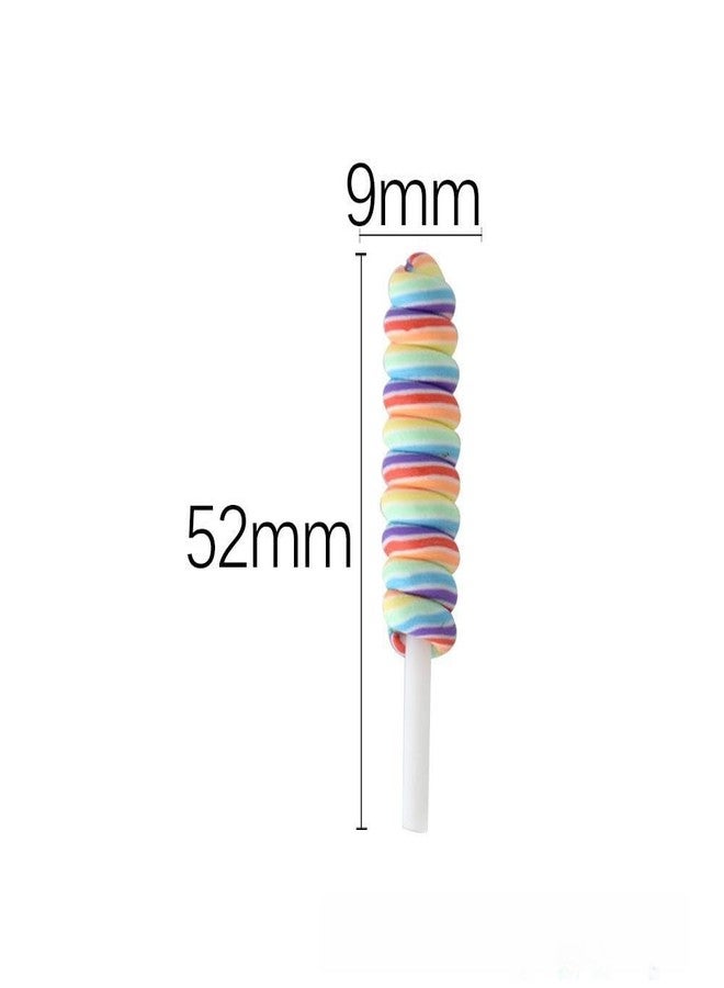 werdecade 100 Pcs Twisty Lollipop Slime Charms Resin Fake Candy Charms,Kawaii Cute Set Mixed Assorted Color Flatback Slime Beads Making Supplies for DIY Craft Making and Ornament Scrapbooking (Pastel) - Image 2