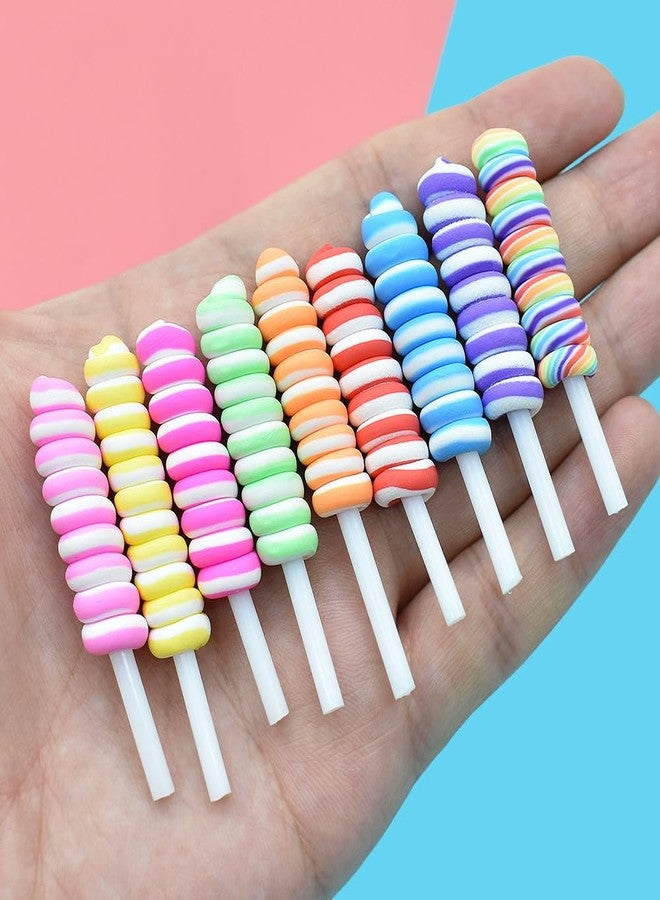 werdecade 100 Pcs Twisty Lollipop Slime Charms Resin Fake Candy Charms,Kawaii Cute Set Mixed Assorted Color Flatback Slime Beads Making Supplies for DIY Craft Making and Ornament Scrapbooking (Pastel) - Image 5