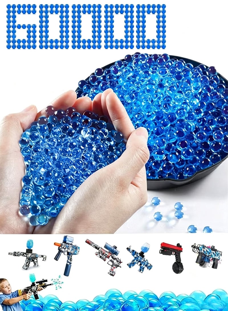 بوبي حبات جل بلاستر (60000pcs) ، 7-8mm حبات المياه الكرات جل الرصاصات مصنوعة من كرة المياه غير السامة متوافقة مع مسدس الكرة Splatter ، الأزرق - Image 1