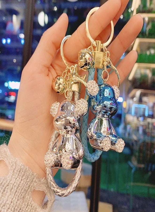 Pmeixcy Purple Violent Bear Keychain, Diamond Ears Electroplated Key Ring - Glossy Acrylic Bear Pendant Keychain, Fashion Luxury Bag Charm for Daily Use & Gift - Image 5