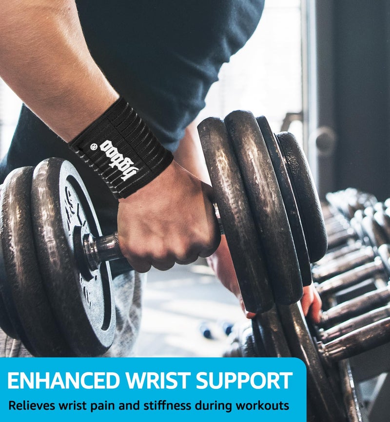 HGBOO Compression Wrist Bands (2 PCS), High-Elastic Straps Wrist Wraps Wrist Brace for Sports Weightlifting Tennis Basketball Tendonitis Carpal Tunnel Arthritis - Breathable Fabric (Black) - Image 4