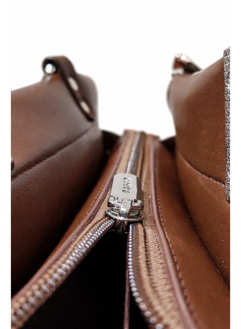 BAGCO Elegant Women’s Brown Leather Handbag Set with Matching Wallet & Shoulder Strap - Image 4