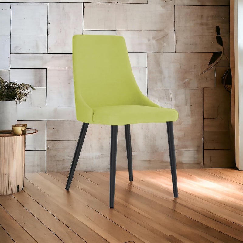 Finch Fox Finch Fox Taskpro Modern Unique Velvet Upholstered Seating Living Room Dining Chair with Black Metal Legs in Light Green Color
