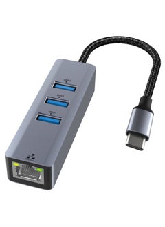 SYOSI SYOSI USB C to Ethernet Adapter, USB C to RJ45 1000 Mbps Gigabit Ethernet Adapter, USB C Thunderbolt 3/4 to 3 Port USB 3.0 Hub for Laptop, Smart TV, for Windows/Mac OS/Surface Pro/Linux/XPS  - Image 1