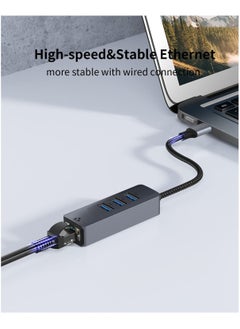 SYOSI SYOSI USB C to Ethernet Adapter, USB C to RJ45 1000 Mbps Gigabit Ethernet Adapter, USB C Thunderbolt 3/4 to 3 Port USB 3.0 Hub for Laptop, Smart TV, for Windows/Mac OS/Surface Pro/Linux/XPS  - Image 5