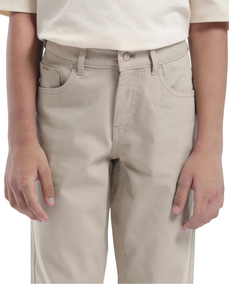 Rare Ones Rare Ones Kids Spoke-K Beige Cotton Button & Zip Closure Solid Regular Fit Trouser