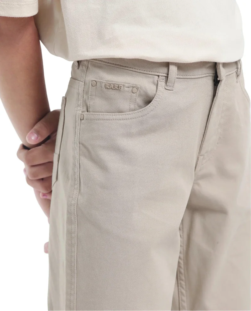 Rare Ones Rare Ones Kids Spoke-K Beige Cotton Button & Zip Closure Solid Regular Fit Trouser